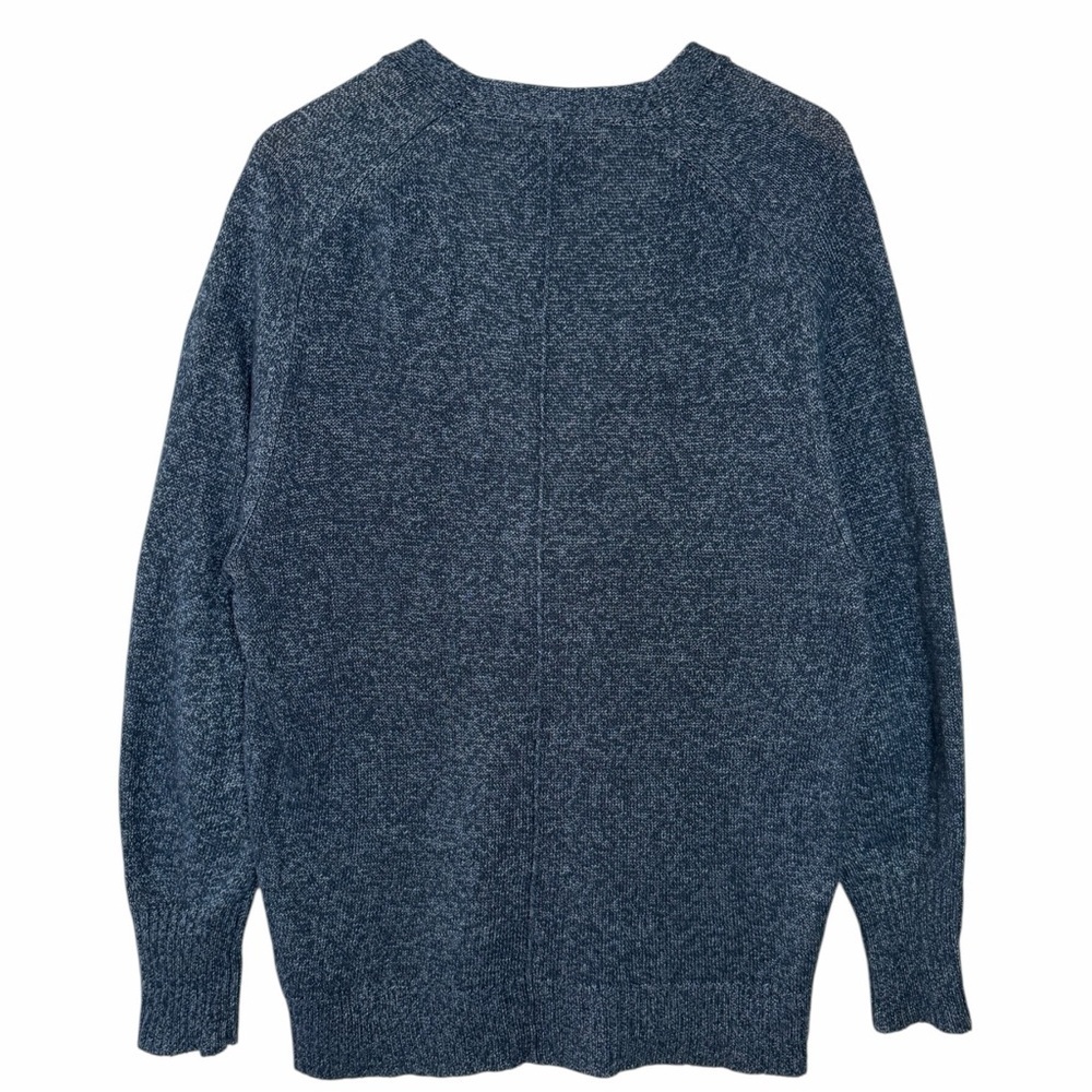 Brochu Walker Blue Cotton Linen Cardigan Sweater Sz M Relaxed Minimalist - Picture 7 of 13